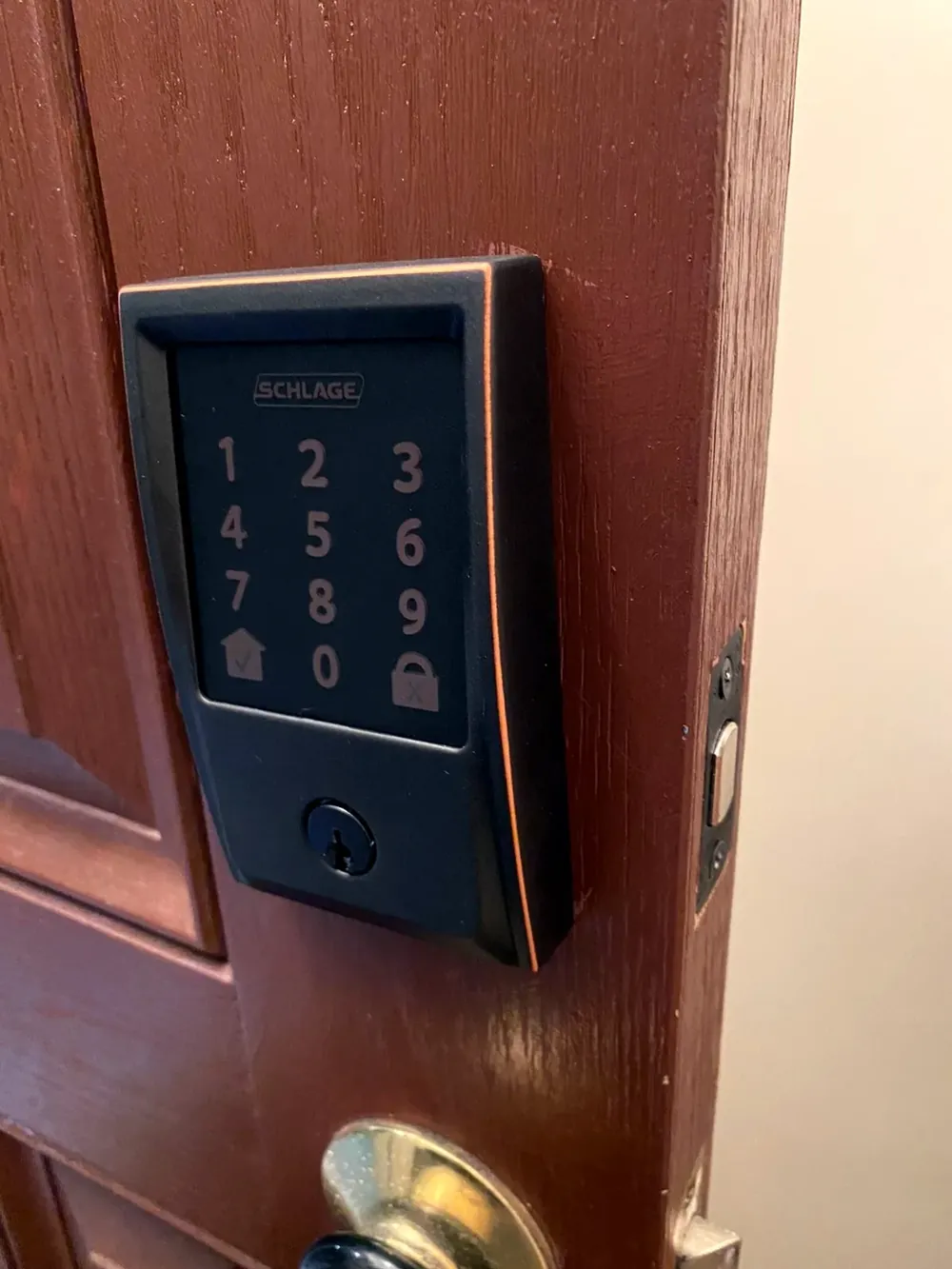 Schlage keypad smart lock on a front door